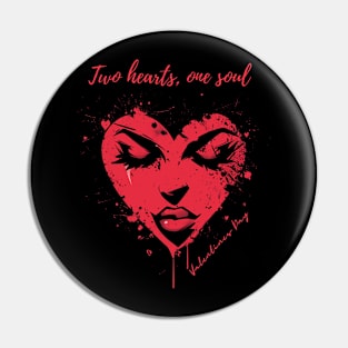 Two hearts, one soul. A Valentines Day Celebration Quote With Heart-Shaped Woman Pin