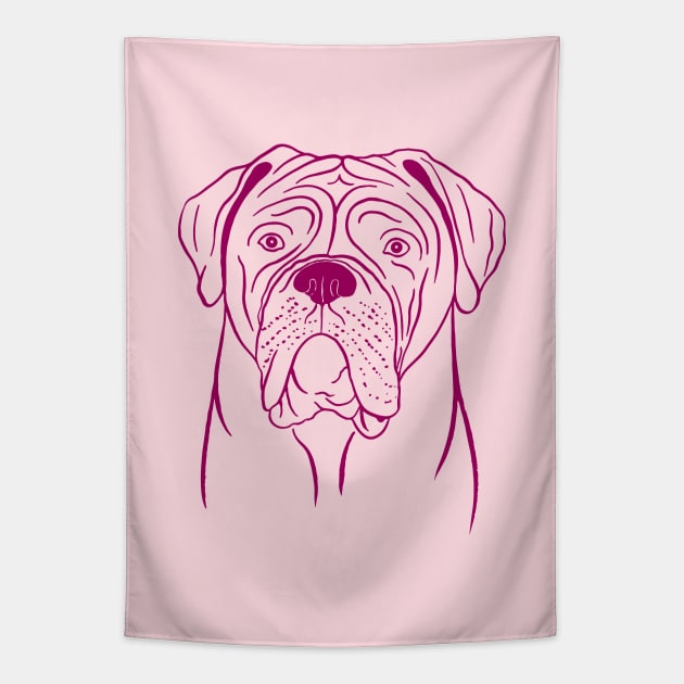 Dogue de Bordeaux (Pink and Berry) Tapestry by illucalliart