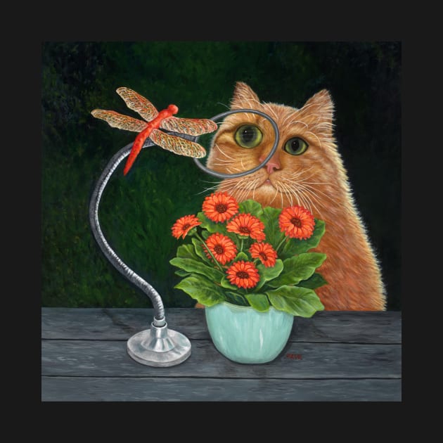 Orange Cat and Dragonfly by KarenZukArt