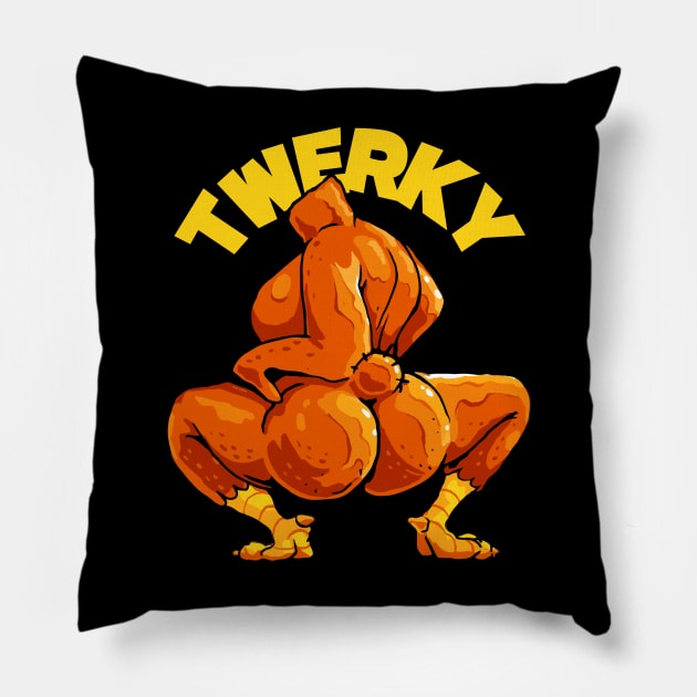 Twerky Twerking Turkey Funny Thanksgiving Twerk Turkey Pillow by vo_maria