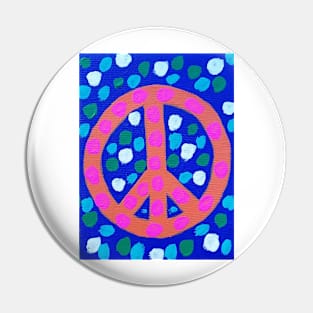 Orange Peace Symbol on Blue Pin