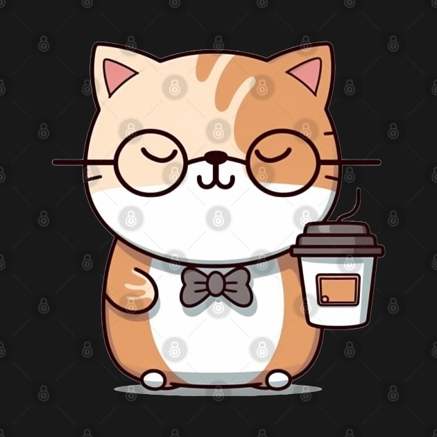 Smart Cat with a Coffee Cup by Walter WhatsHisFace