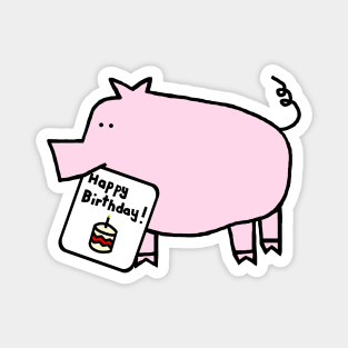 Animals Birthday Greetings Cute Pig says Happy Birthday Magnet