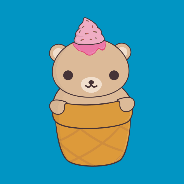 Brown Ice Cream Bear T-Shirt by happinessinatee