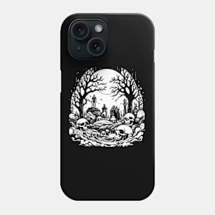 White Night of Graveyard of Skulls, Macabre Phone Case