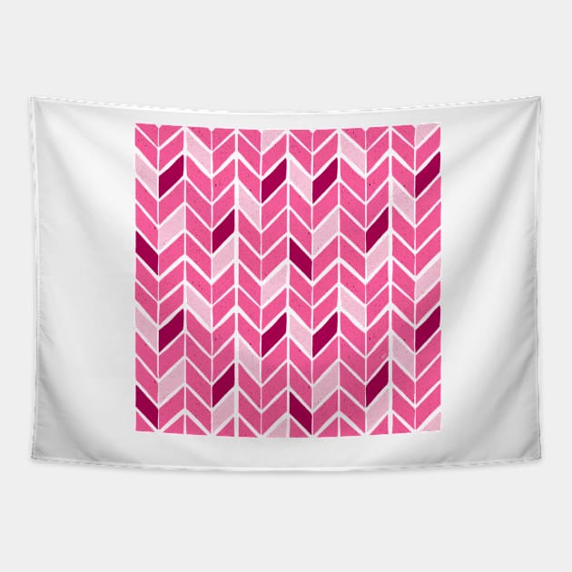 Chevron Pattern - Hot Pink Palette Tapestry by monitdesign