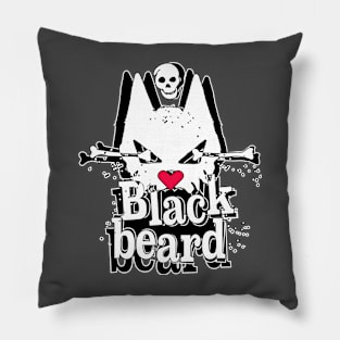 Blackbeard pirate Cat - white Pillow