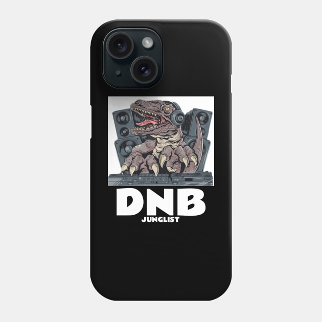 DNB - Junglist T-Rex Dj (white) Phone Case by DISCOTHREADZ 