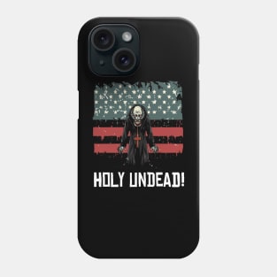 Scary Halloween Zombie Priest Preacher Happy 4th Usa American Flag July Fourth Phone Case