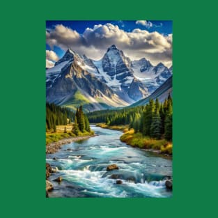 Scenery Mountain River Nature Photography T-Shirt