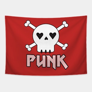 Pink Skull and Crossbones Skulls Skeleton Punk Pattern Tapestry