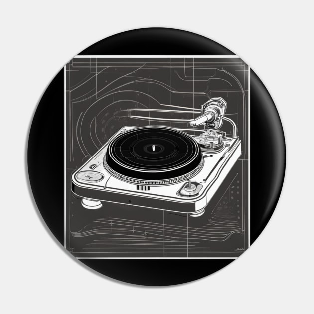 Turntable - Vintage Audio LP Vinyl Record Player Gift Pin by Customo