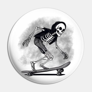 hooligan skeleton riding on a skateboard Pin