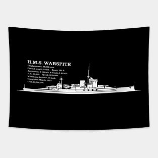 HMS Warspite British Battleship Infographic Tapestry