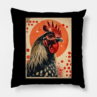 Retro Japanese style chicken poster Pillow