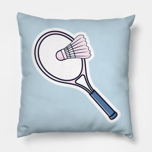 Badminton with Racket Sticker vector icon illustration. Sport object icon design concept. Racket hitting badminton ball sticker design logo. Pillow