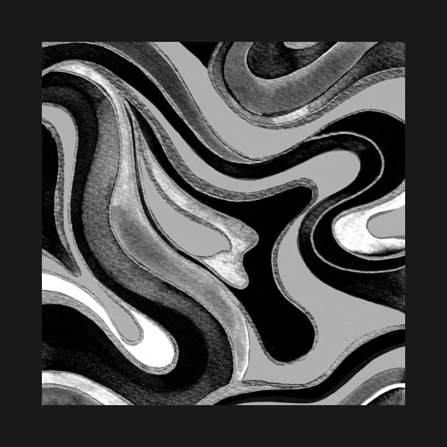 Black and White Psychedelic Marble by Carolina Díaz