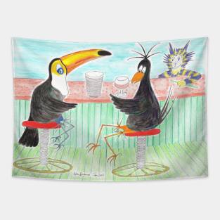 Crow Toucan Barcat large drink Tapestry