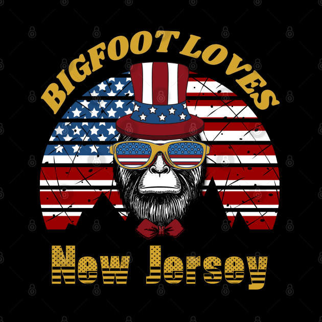 Bigfoot loves America and New Jersey by Scovel Design Shop