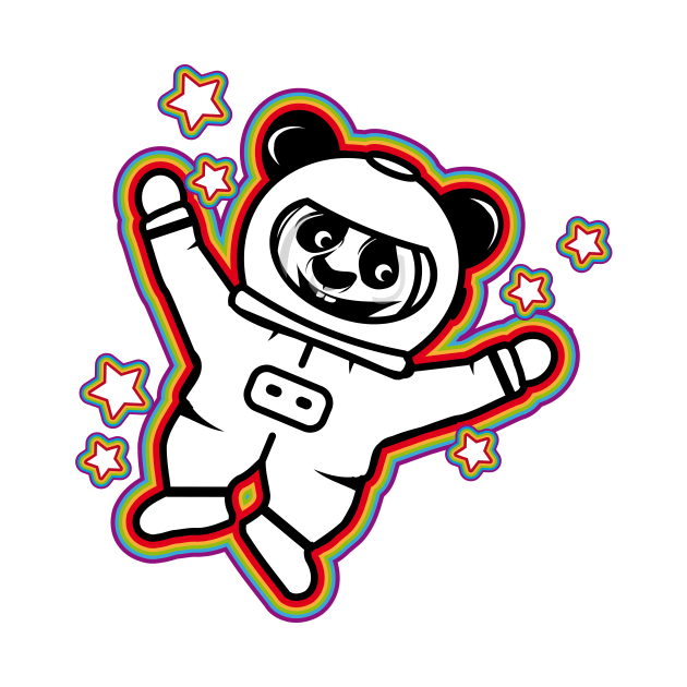 little astronaut panda bear with rainbow aura by Kisho