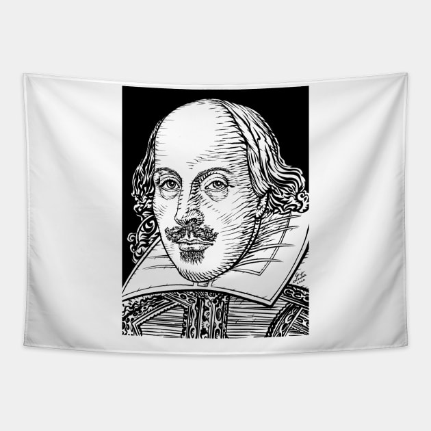 WILLIAM SHAKESPEAR ink portrait Tapestry by lautir