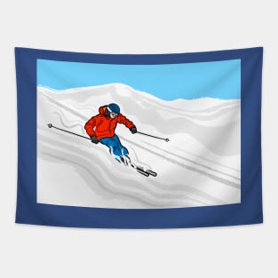 Skier Illustration Tapestry