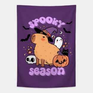 Spooky season a cute capybara ready for halloween Tapestry