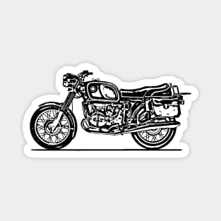 R75 Bike With Leather Pack Sketch Art Magnet