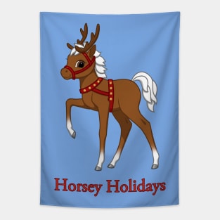 Cute Horse Foal Christmas Reindeer Costume Tapestry