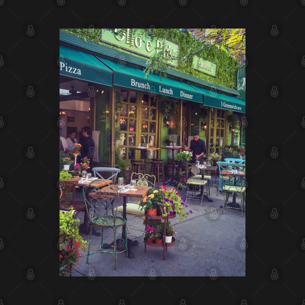 Street Pizza Restaurant Flowers West Village Manhattan New York City by eleonoraingrid