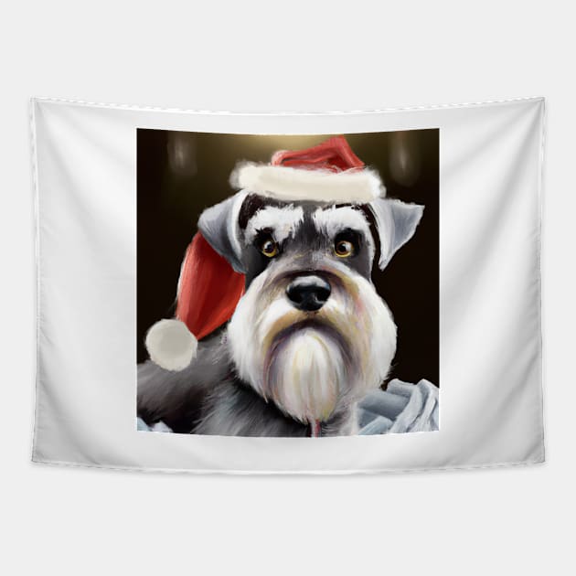 Cute Miniature Schnauzer Drawing Tapestry by Play Zoo