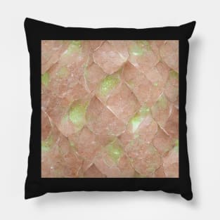 Lime green rose gold marble pattern Pillow