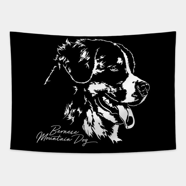 Bernese Mountain Dog lover dog portrait Tapestry by wilsigns