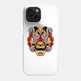 The Furious Japanese Lion - Komainu Vector art illustration Phone Case