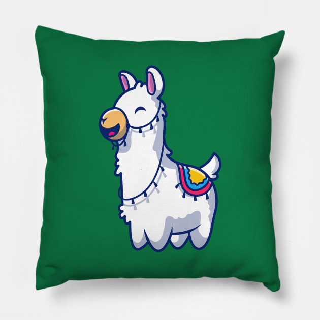 Cute Llama Cartoon Pillow by Catalyst Labs