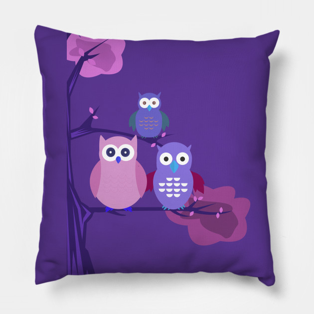 Purple Owls Owl Pillow Teepublic