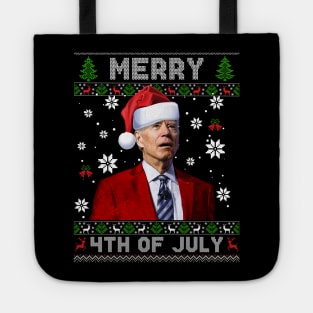 Merry 4th Of July Funny Joe Biden Christmas Ugly Sweater Tote