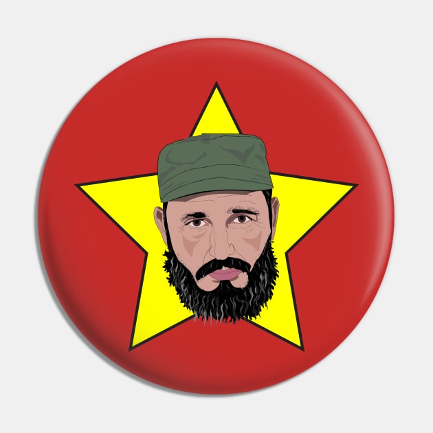 Fidel Castro Against Yellow Star Pin by RMZ_NYC