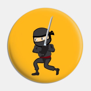 Cute Kawaii Ninja Warrior with Samurai Sword Pin