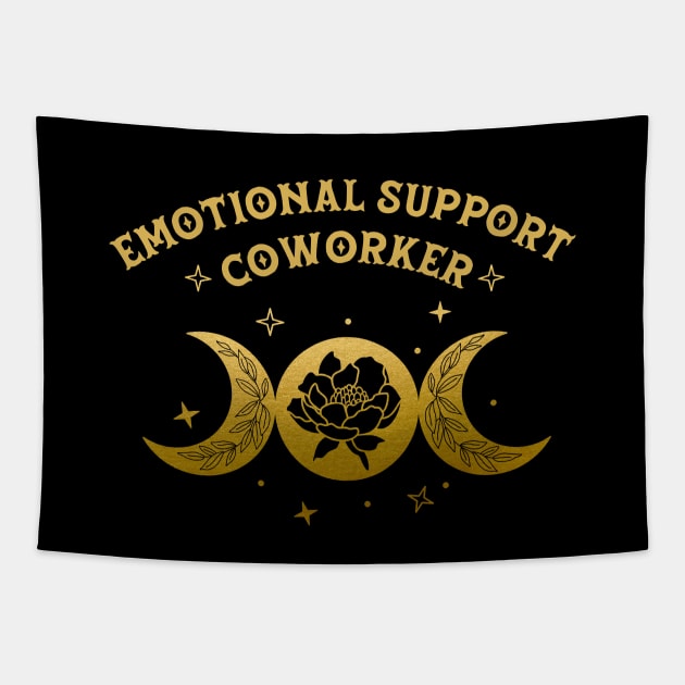 Emotional Support Coworker - Boho Moon & Wild Rose Golden Design Tapestry by best-vibes-only