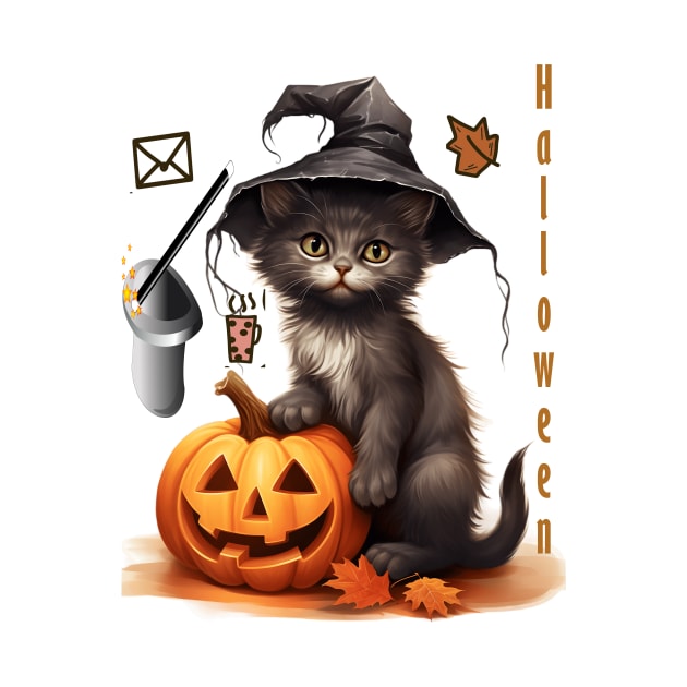 Halloween black cat pumbkins by ahlama87