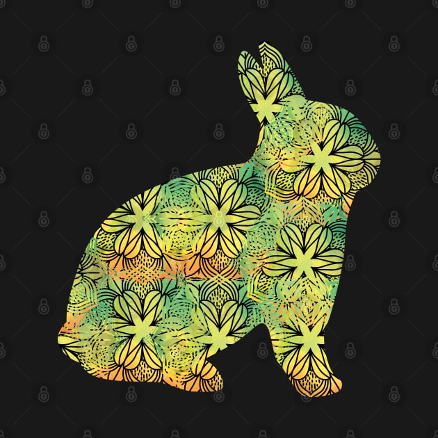 Zentangle Spring Colours Rabbit by sarahwainwright