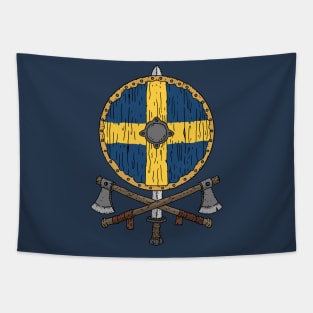 Swedish Viking shield with axes. Tapestry