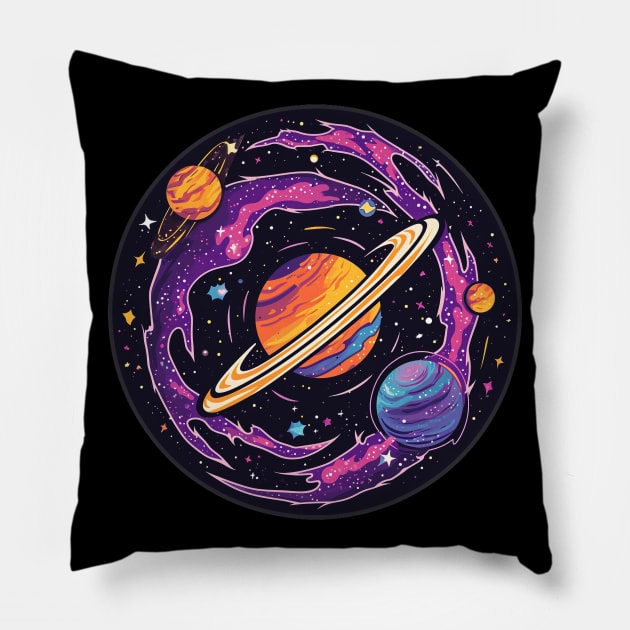 Nebulous Gas Giants Pillow by Pixel Dreams