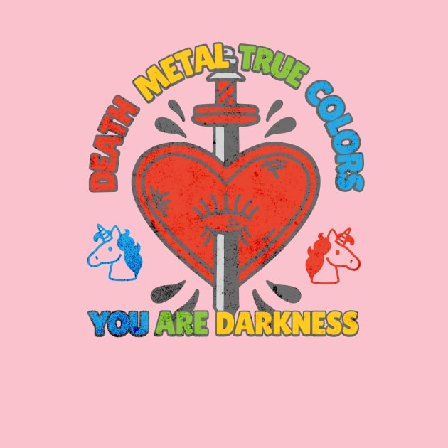 Cute Dagger Heart Unicorn Colorful Death Metal True Colors, You Are Darkness classic Vintage 80s 90s by InktuitionCo