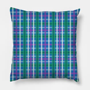 Tartan Pattern Blue and Green Pillow