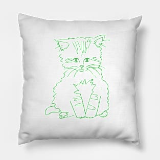 Green Kitten Pillow