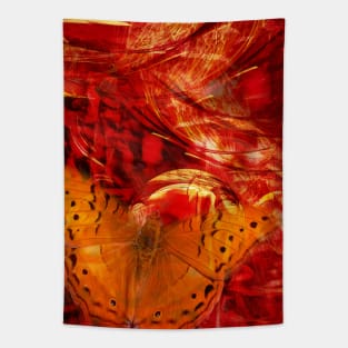 Butterfly in red universe Tapestry