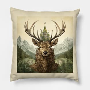 Fantastical Deer and Castle Pillow