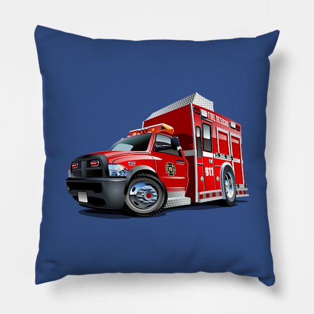 Cartoon firetruck Pillow by Mechanik